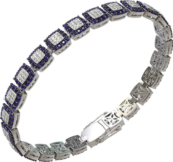 Браслет из белого золота c бриллиантами и сапфиром