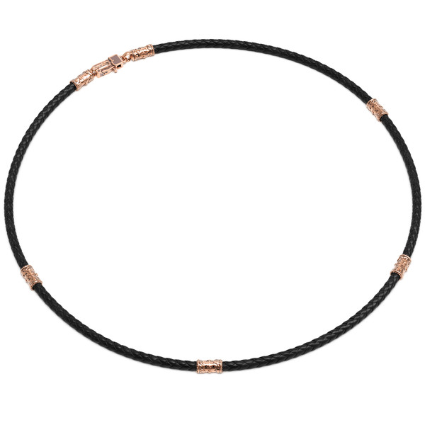 Гайтан из золота c кожаным шнурком