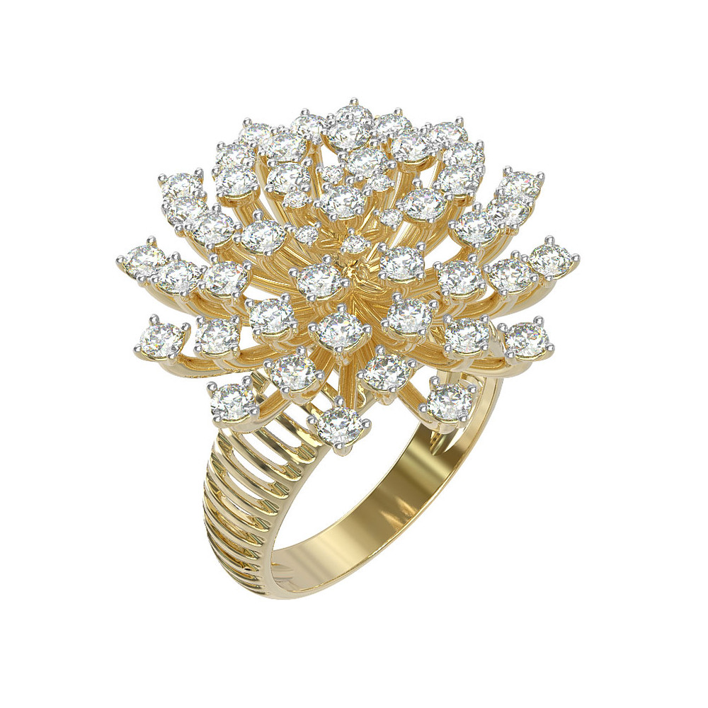 Кольцо из лимонного золота c бриллиантами