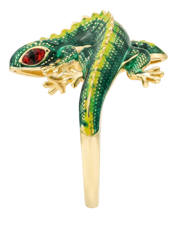 Кольцо из лимонного золота c эмалью