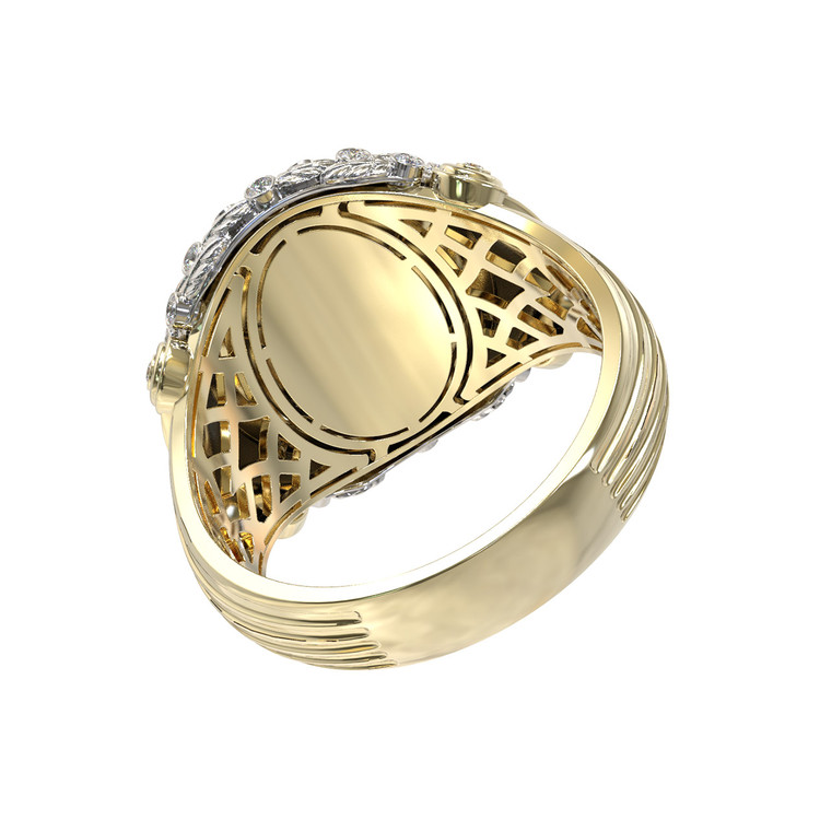 Кольцо из лимонного золота c бриллиантами и ониксом