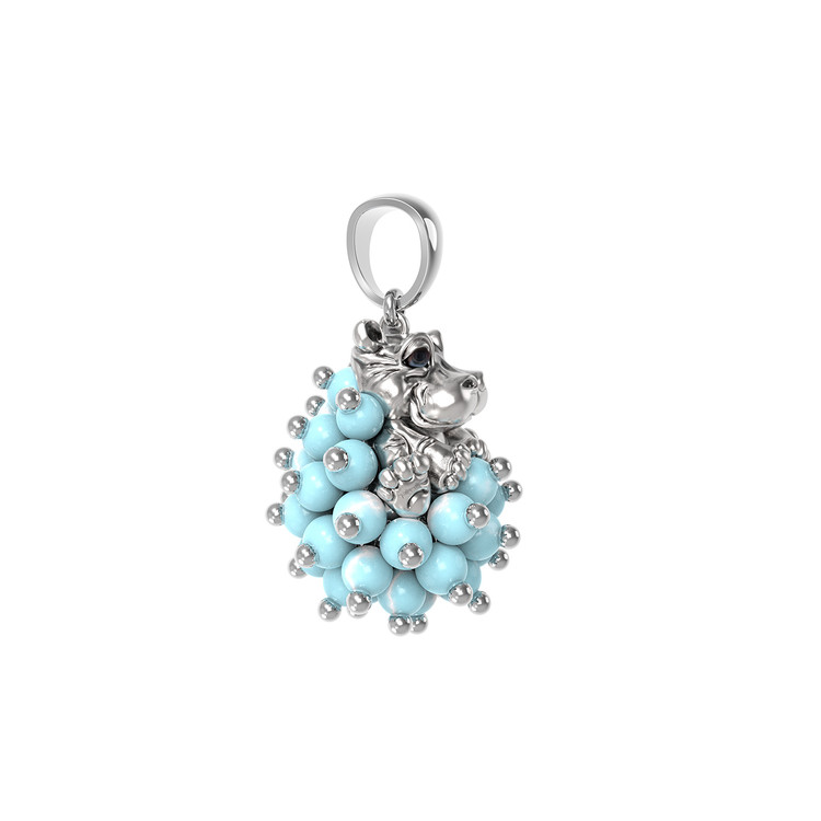 Подвеска из белого золота c эмалью и бирюзой