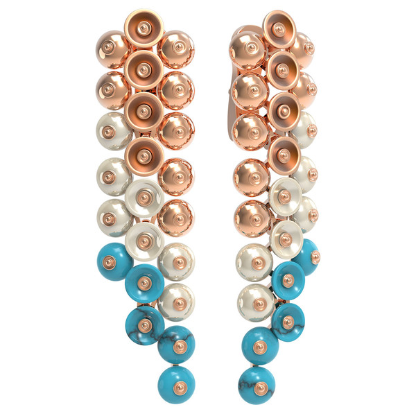 Серьги из золота c бирюзой и перламутром