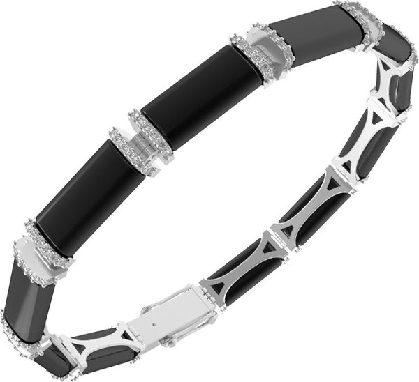 Браслет из белого золота c бриллиантами и ониксом