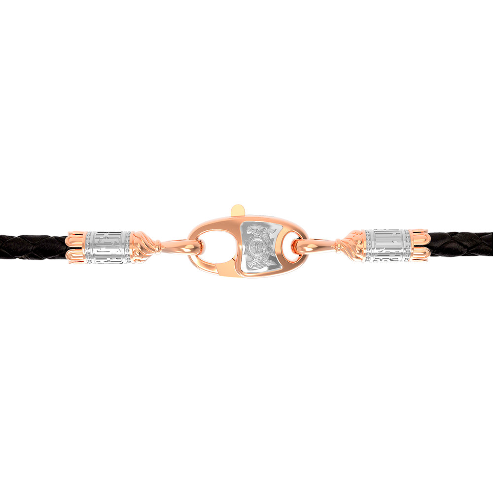 Гайтан из золота c кожаным шнурком