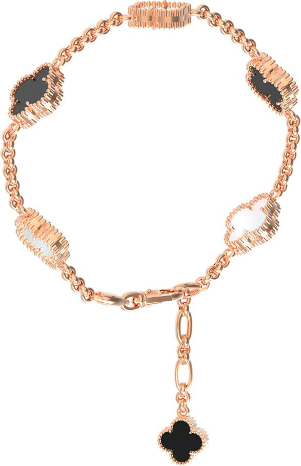 Браслет из золота c ониксом и перламутром