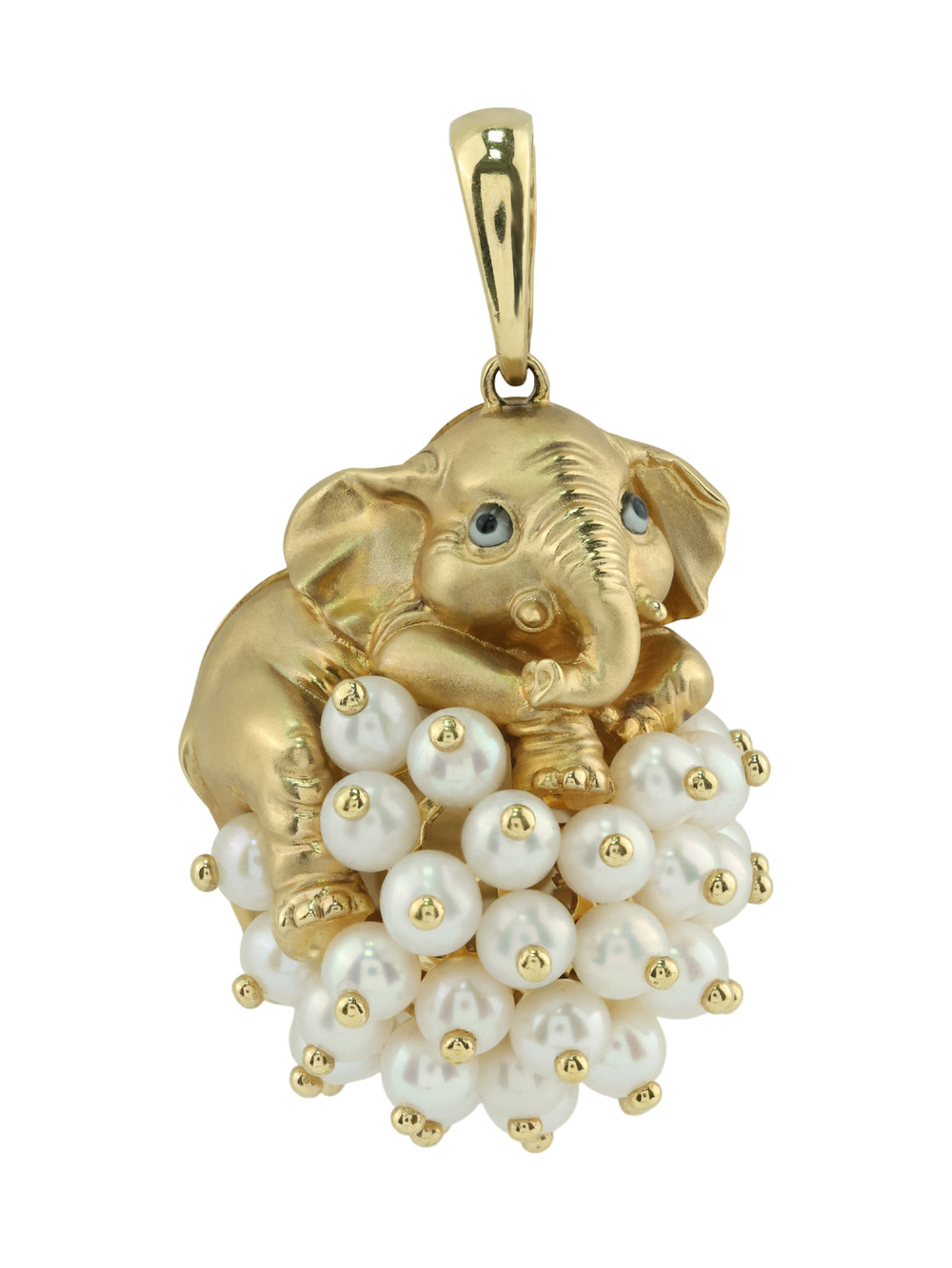 Подвеска из лимонного золота c эмалью и жемчугом