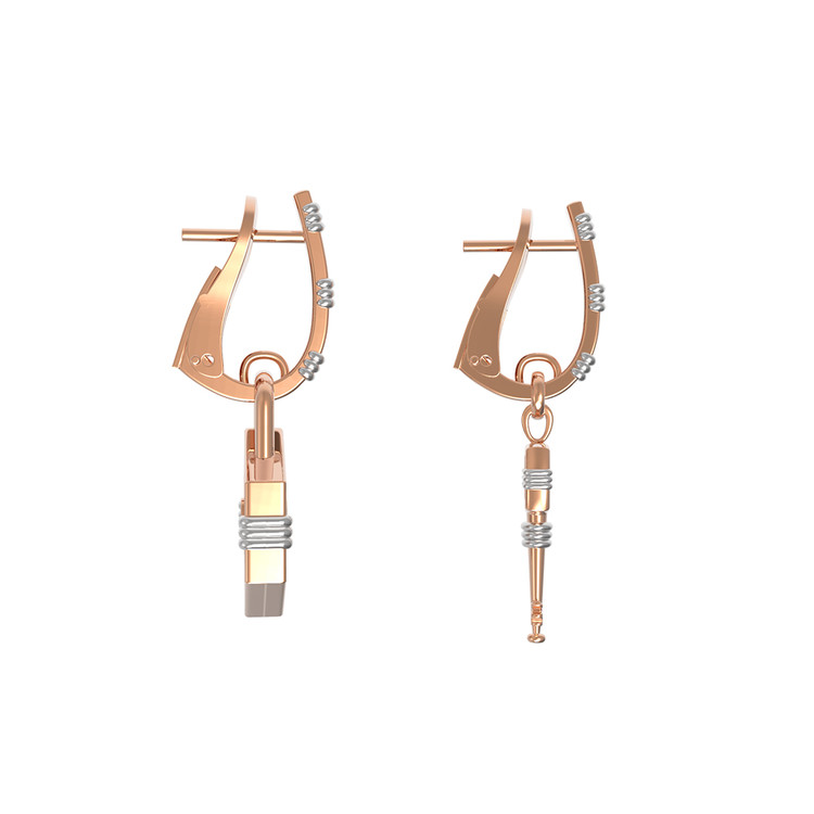 Серьги из золота c ониксом и перламутром