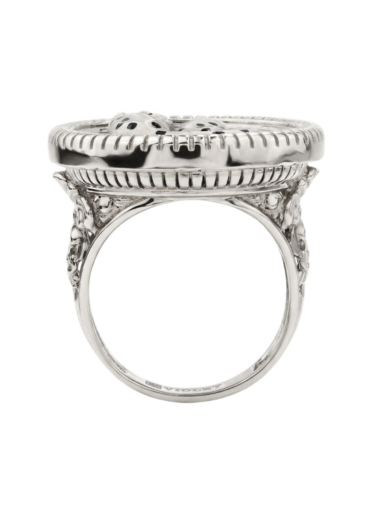 Кольцо из белого золота c эмалью