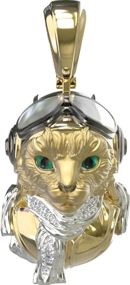 Подвеска из лимонного золота c эмалью, бриллиантами и рубином