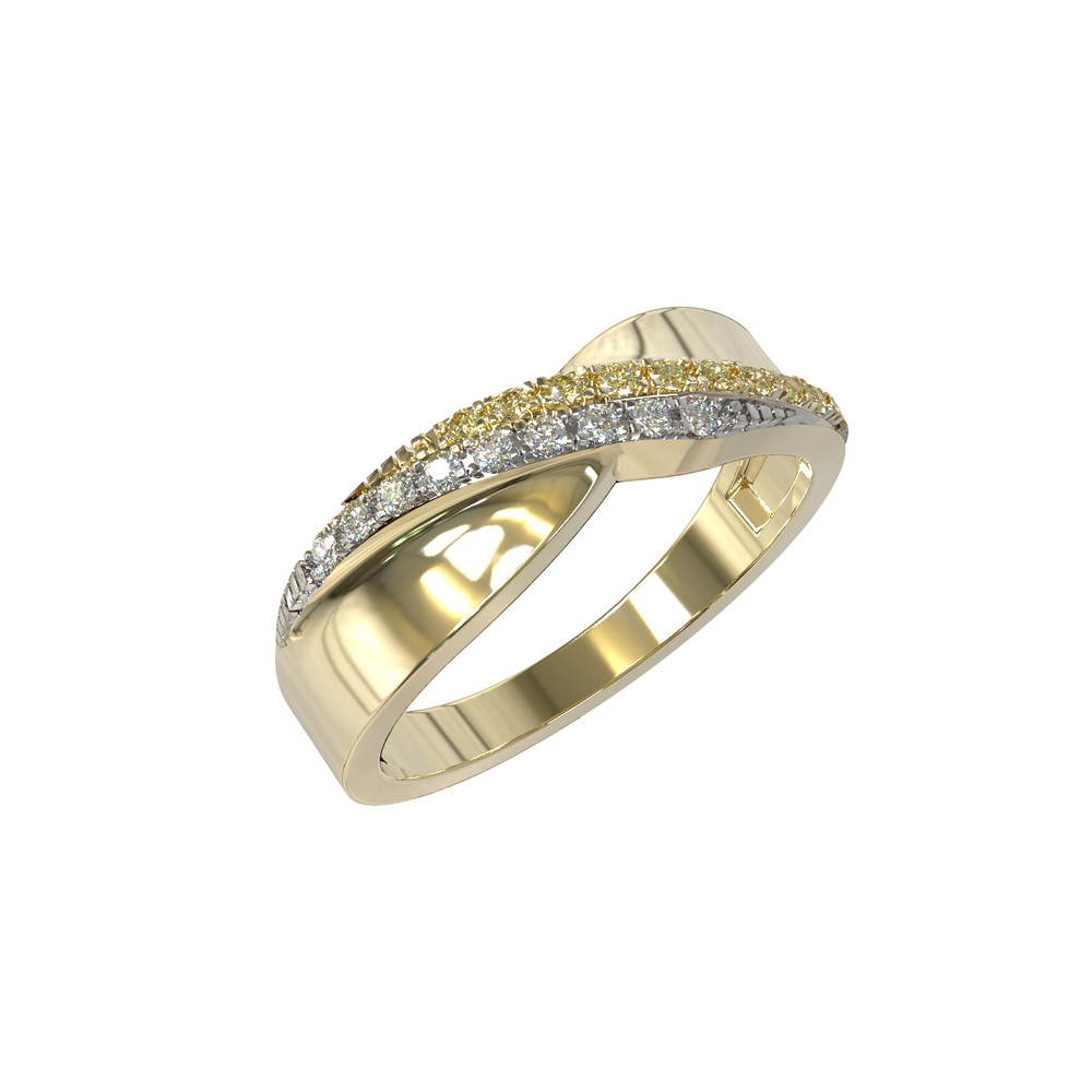 Кольцо из лимонного золота c бриллиантами