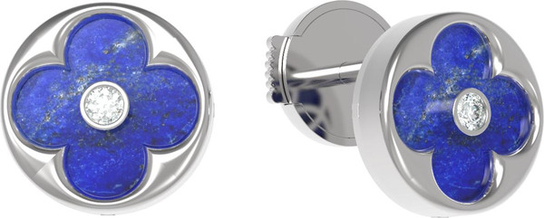 Серьги из белого золота c бриллиантами и лазуритом