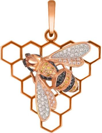 Подвеска из золота c эмалью и фианитом