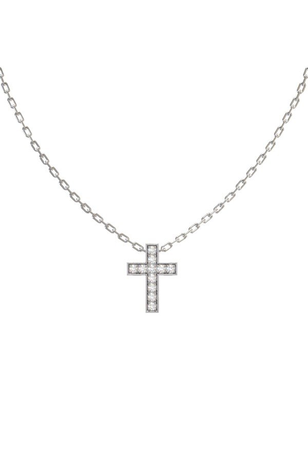 Крест из белого золота c бриллиантами