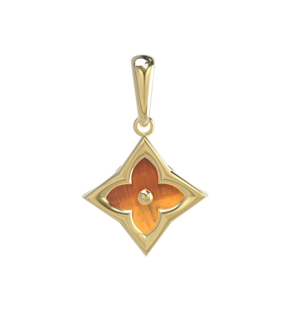 Подвеска из лимонного золота c тигровым глазом