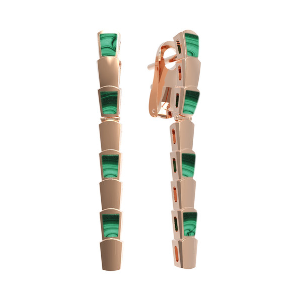 Серьги из золота c малахитом