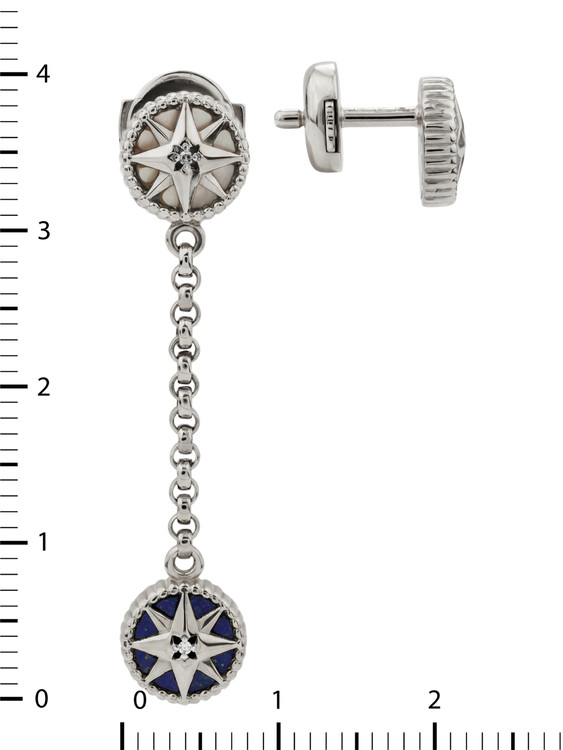 Серьги из белого золота c бриллиантами, лазуритом и перламутром