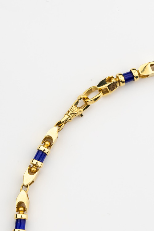 Цепь из лимонного золота c лазуритом