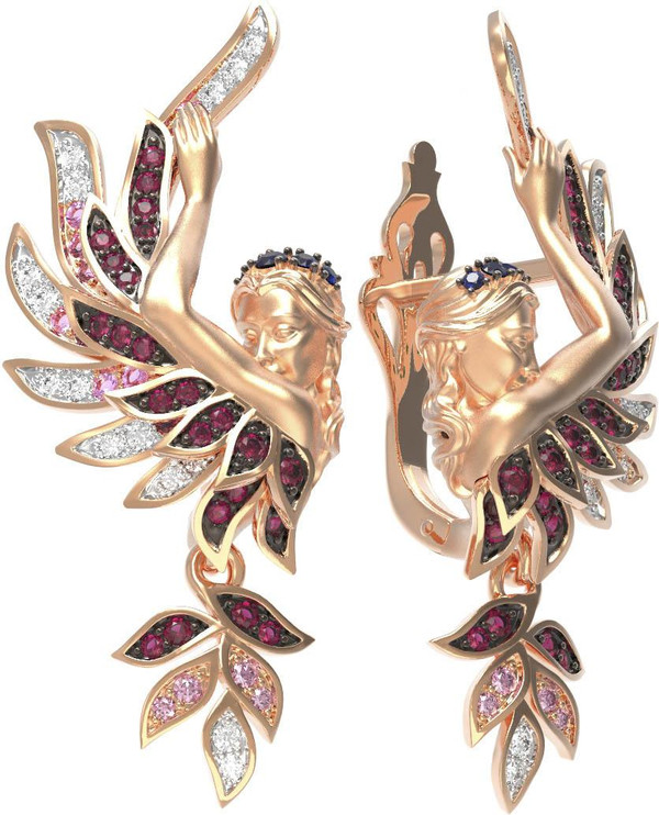 Серьги из золота c фианитом