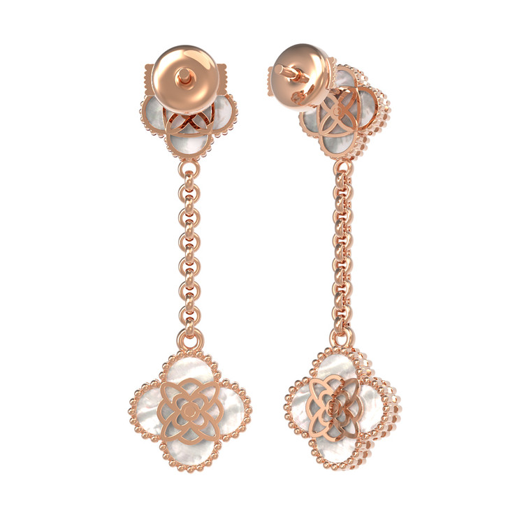 Серьги из золота c бриллиантами и перламутром