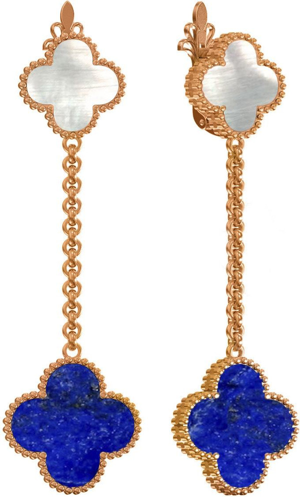 Серьги из золота c лазуритом и перламутром