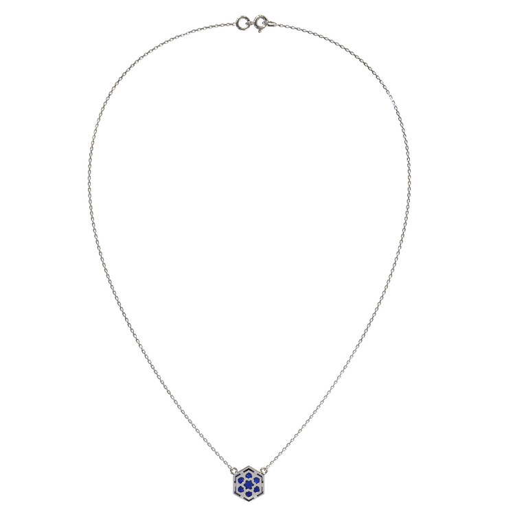 Колье из белого золота c лазуритом