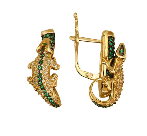 Серьги из лимонного золота c фианитом