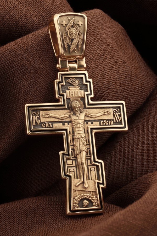 Крест из золота c эмалью