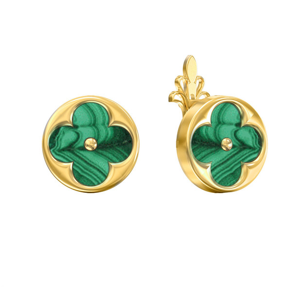 Серьги из лимонного золота c малахитом