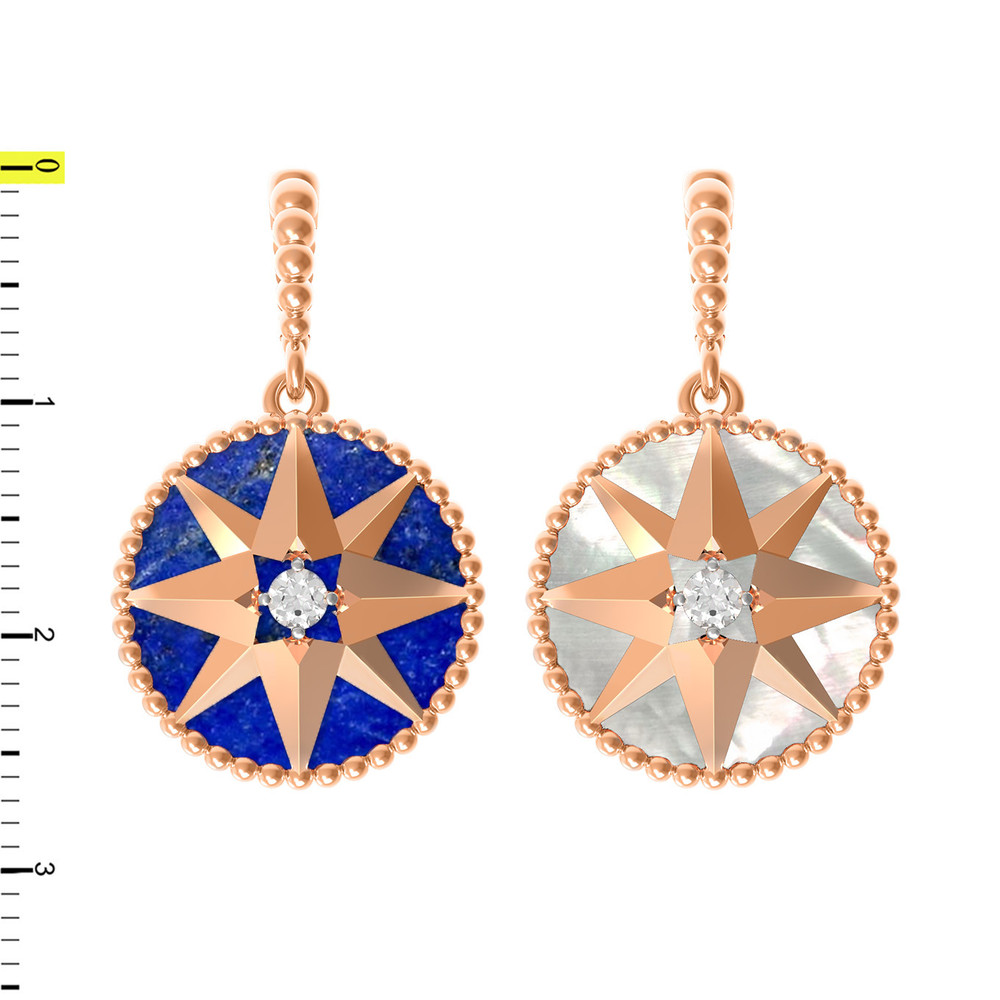 Подвеска из золота c фианитом, лазуритом и перламутром