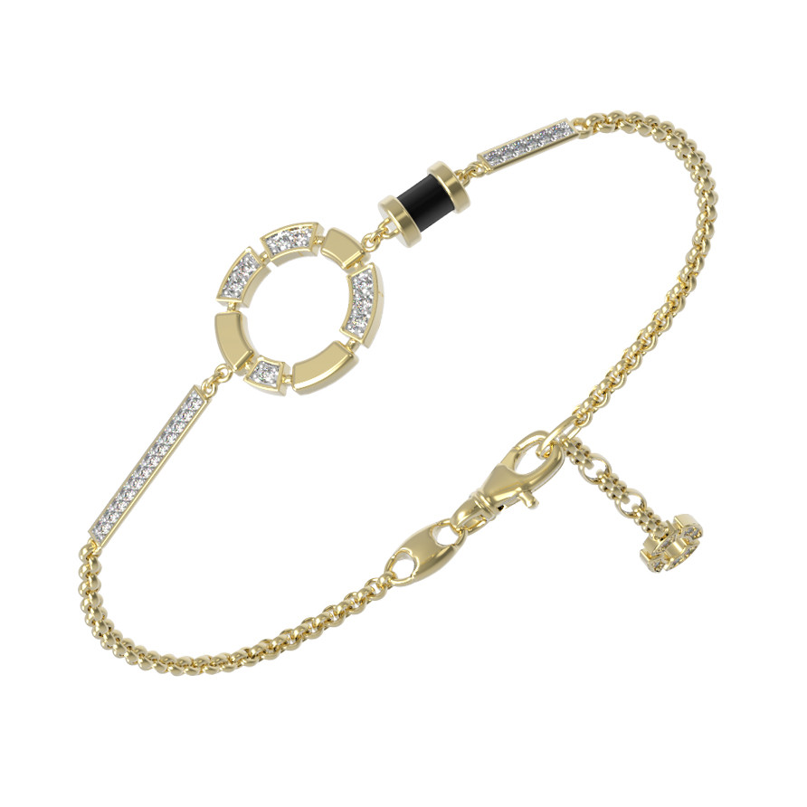 Браслет из лимонного золота c бриллиантами и ониксом