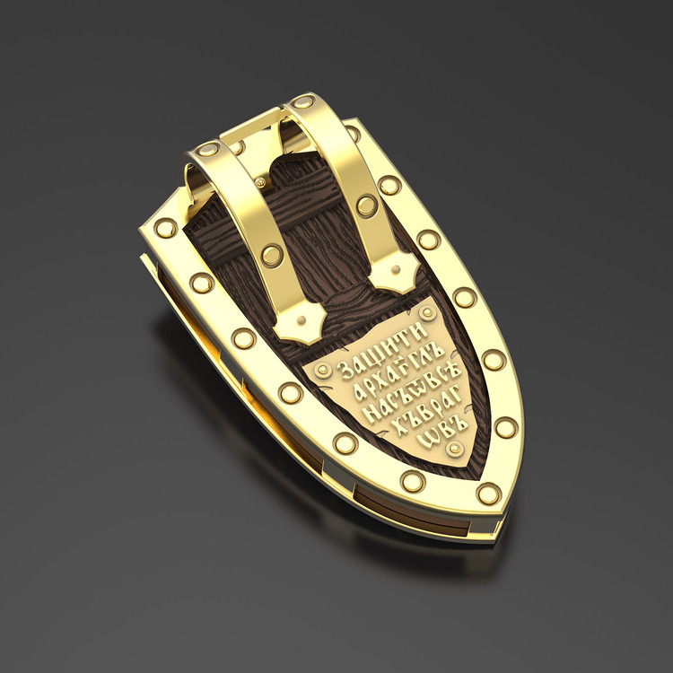 Образок из лимонного золота c эбеновым деревом