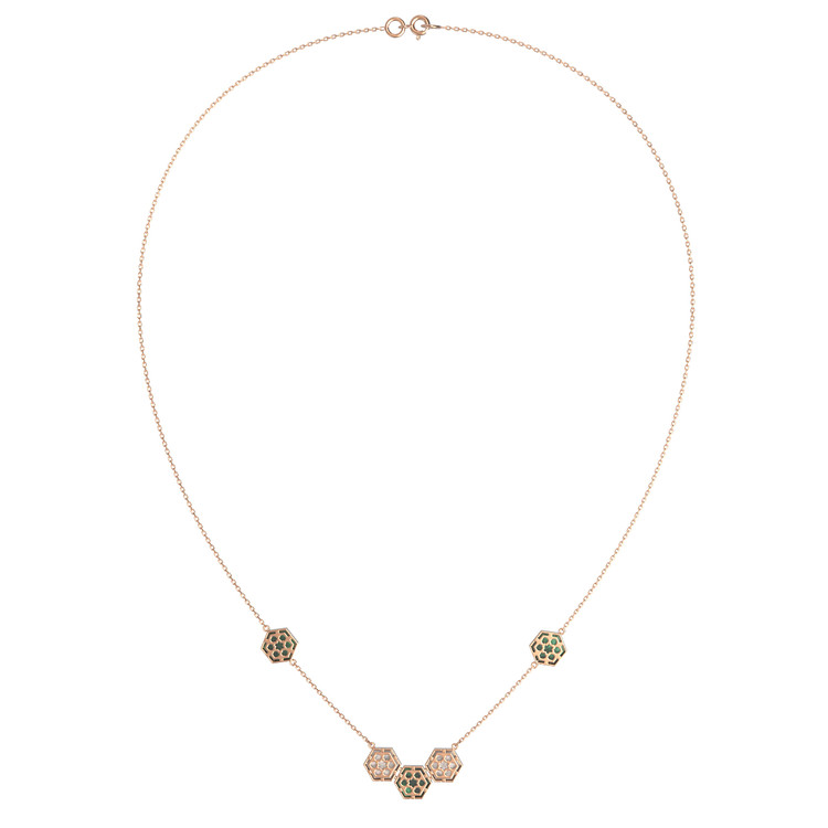 Колье из золота c малахитом и перламутром