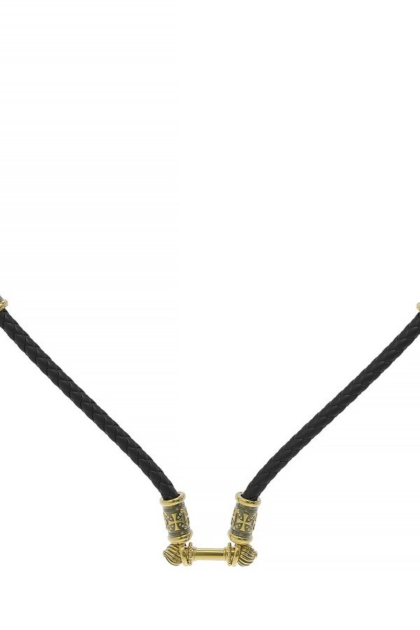 Гайтан из лимонного золота c кожаным шнурком
