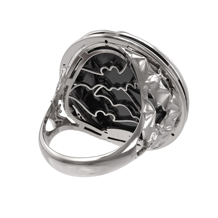 Кольцо из белого золота c эмалью и ониксом