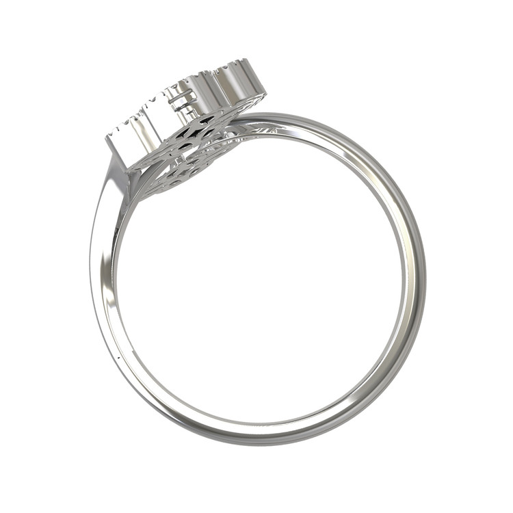 Кольцо из белого золота c бриллиантами, ониксом и перламутром