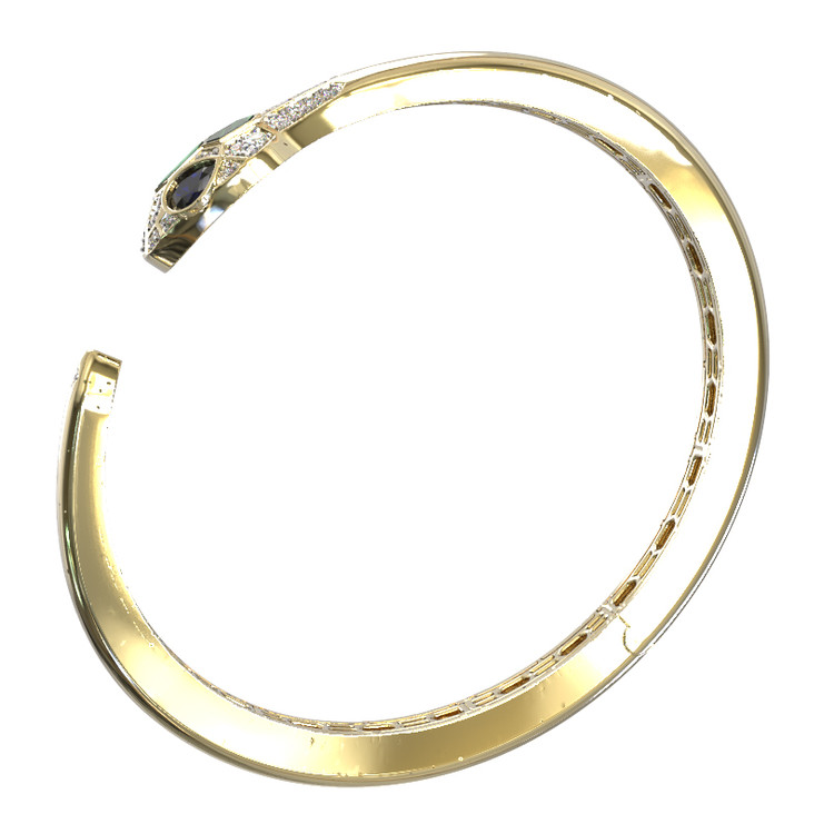 Браслет из лимонного золота c бриллиантами, сапфиром и малахитом