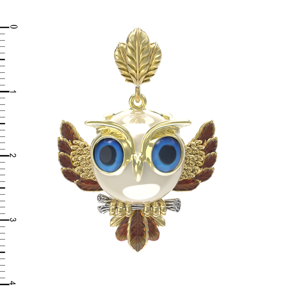 Подвеска из лимонного золота c эмалью и жемчугом