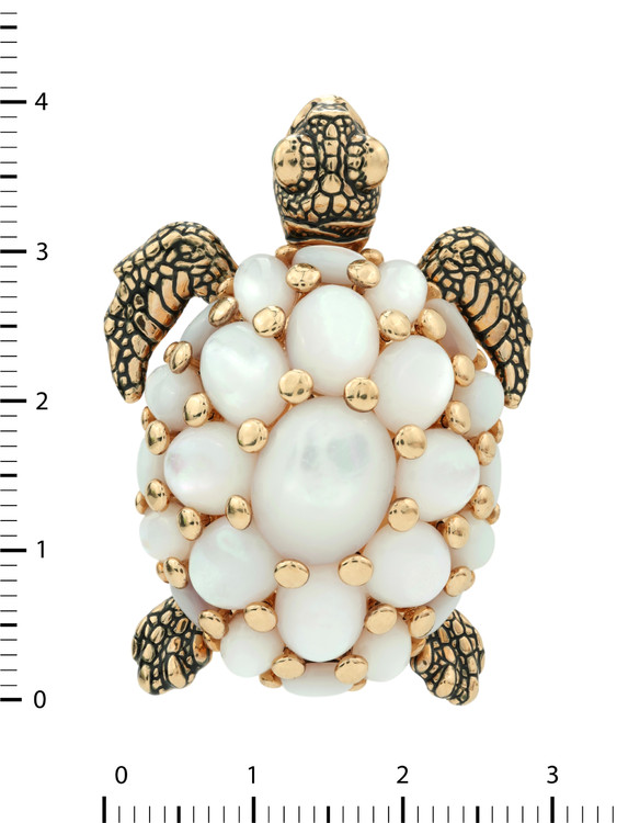 Брошь из золота c эмалью и перламутром