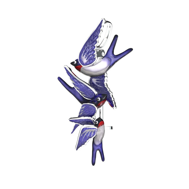 Брошь из белого золота c эмалью