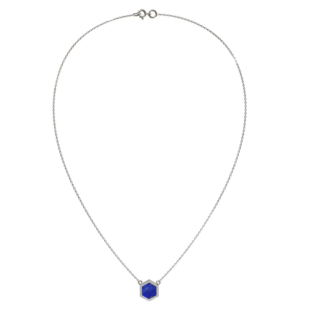 Колье из белого золота c лазуритом