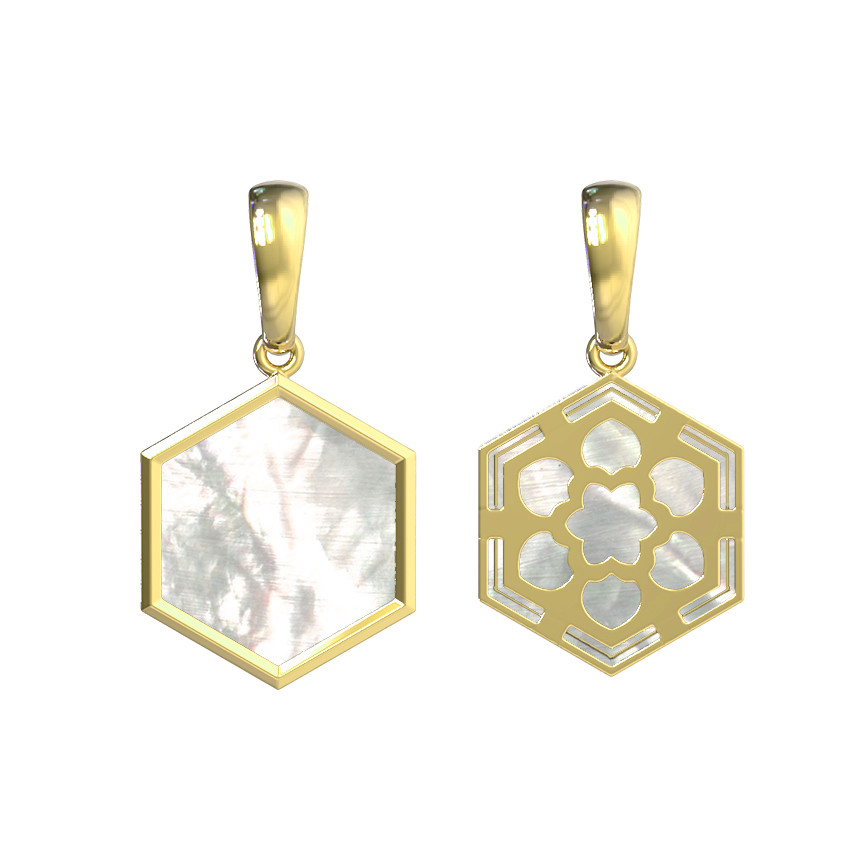 Подвеска из лимонного золота c перламутром