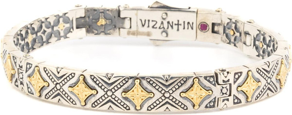 Браслет из серебра и золота c рубином