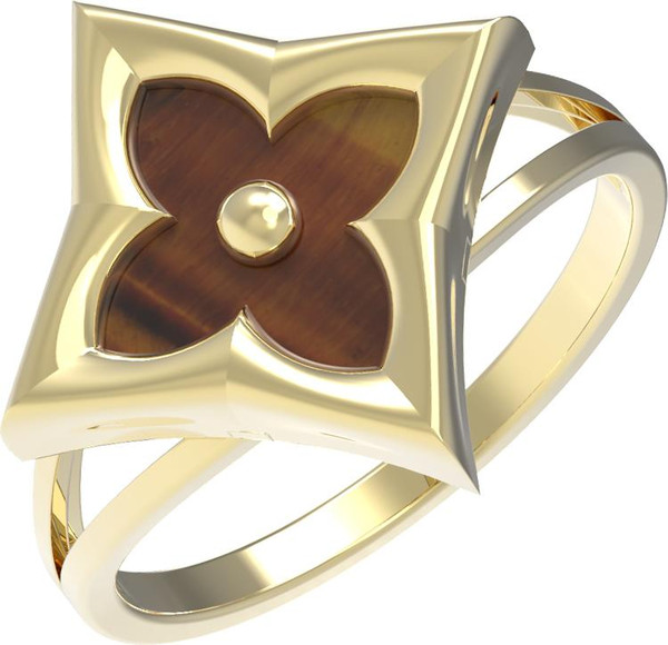 Кольцо из лимонного золота c тигровым глазом