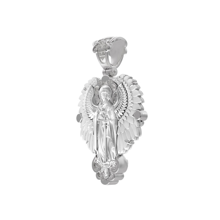 Крест из белого золота c перламутром