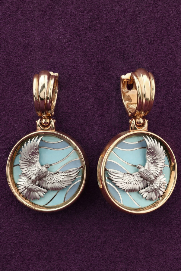 Серьги из золота c эмалью