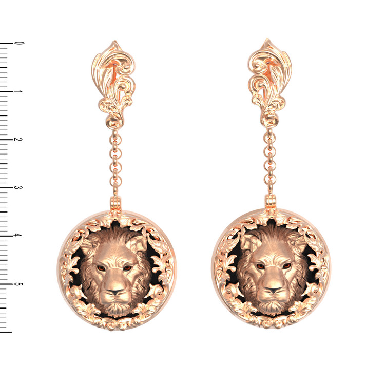 Серьги из золота c эмалью и ониксом