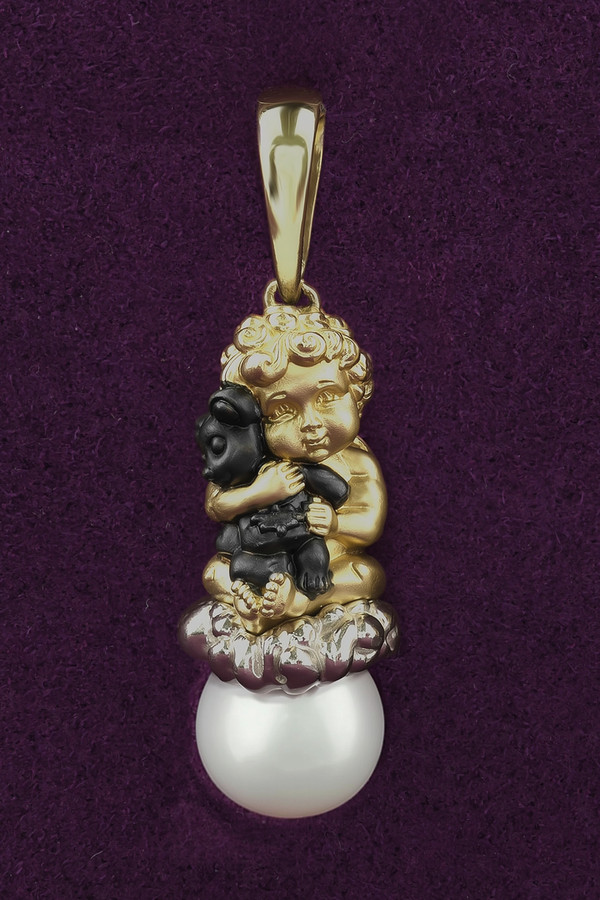 Подвеска из лимонного золота c жемчугом