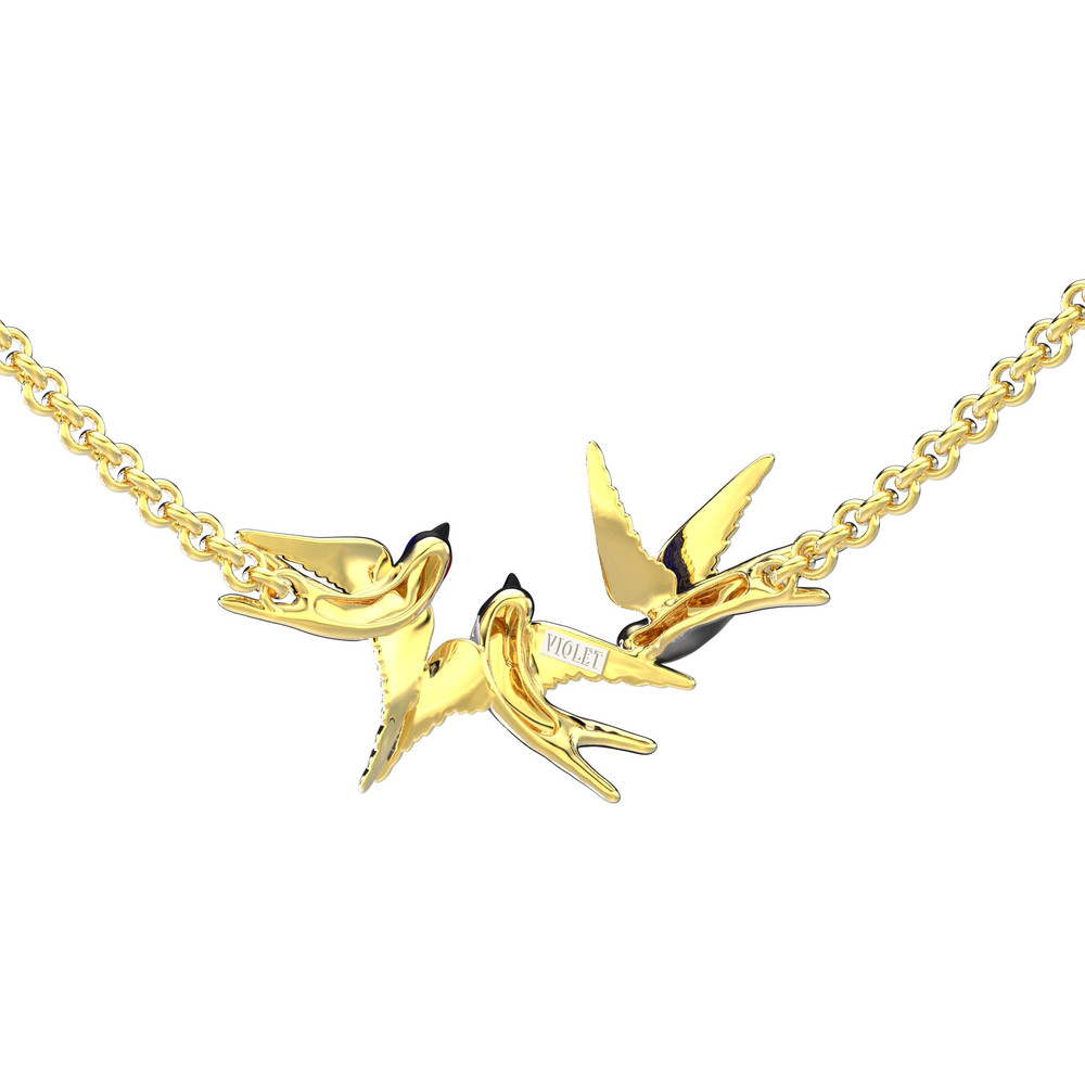 Колье из лимонного золота c эмалью