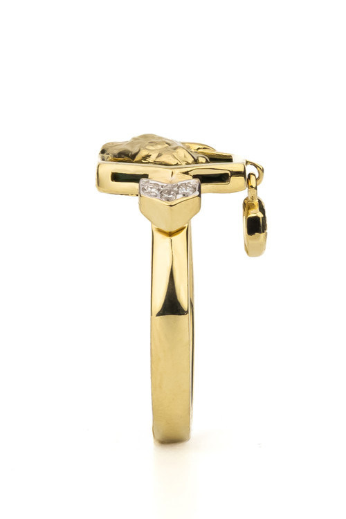 Кольцо из лимонного золота c бриллиантами и малахитом